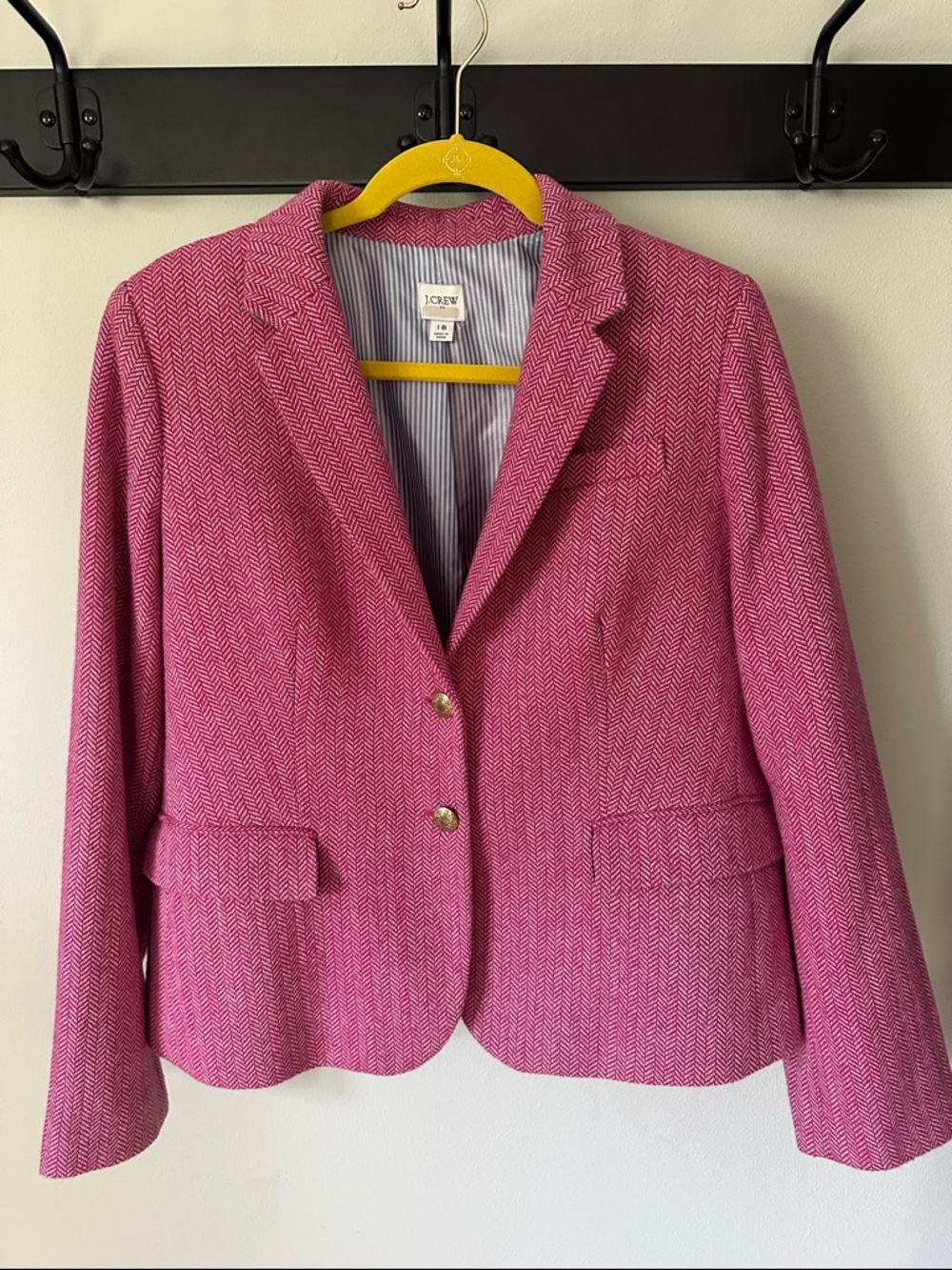 J. Crew Factory Pink Herringbone Notch-Collar Blazer